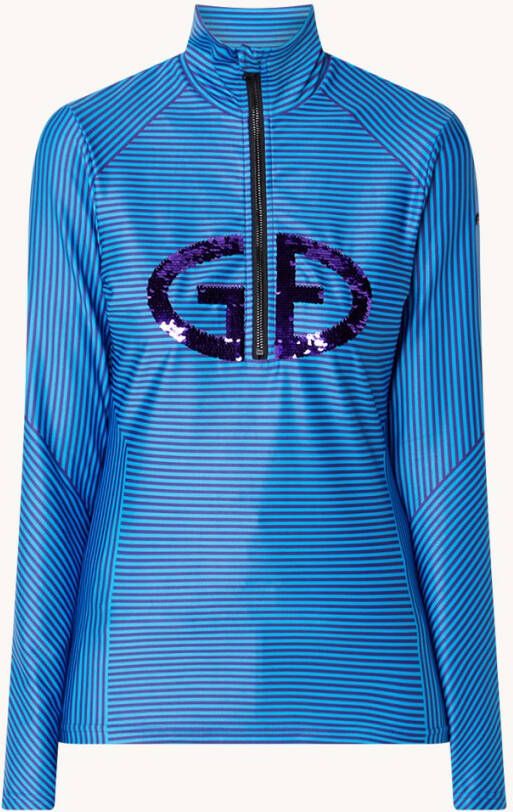 Goldbergh Groovy skipully met halve rits en logo van pailetten