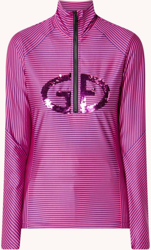 Goldbergh Groovy skipully met halve rits en logo van pailetten