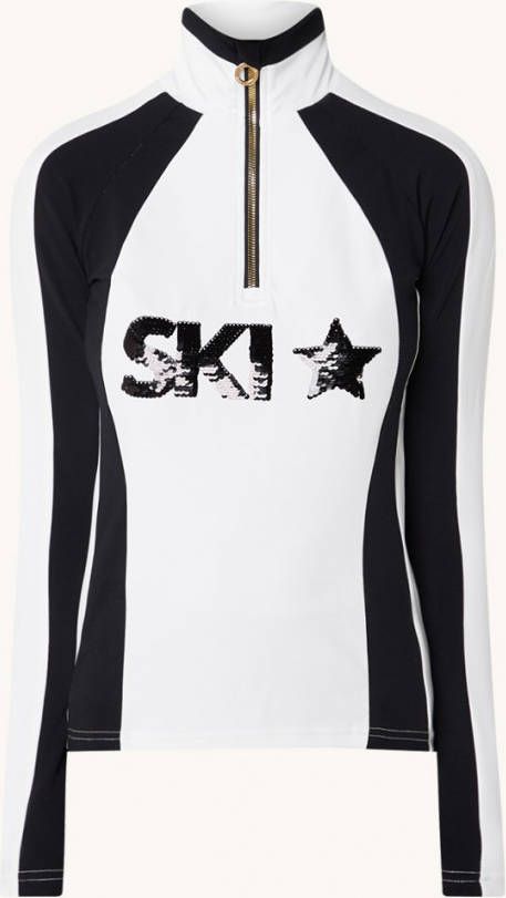 Goldbergh Davos skipully met logo van pailetten en halve rits