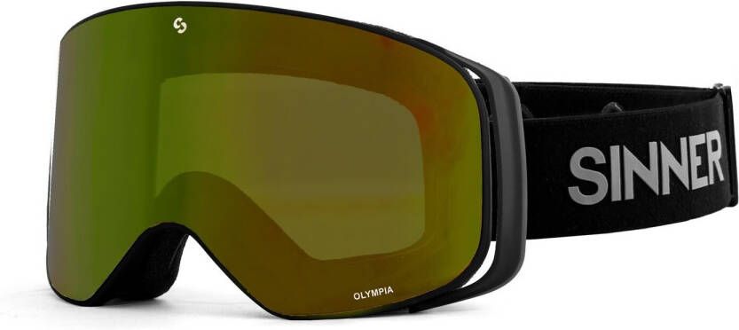 OLYMPIA SKIBRIL MAT ZWART GOUD GROENE SPIEGEL LENS kopen? | SINNER