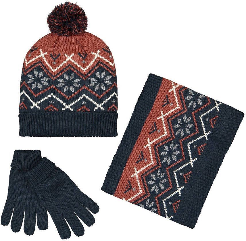 LA REDOUTE COLLECTIONS 3 delig Ensemble muts met pompon + snood + handschoenen