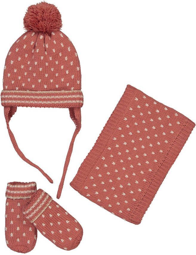 LA REDOUTE COLLECTIONS Ensemble muts met pompom + snood + glanzende wanten
