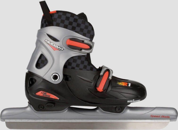 NIJDAM verstelbare norenschaatsen zwart/grijs kinderen