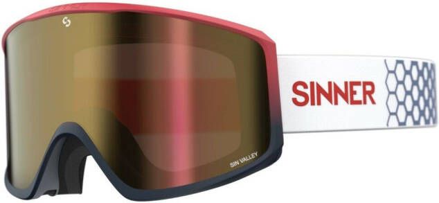 SIN VALLEY + SKIBRIL MAT ROOD DONKERBLAUW FRAME RODE SPIEGELLENS + ORANJE SINTEC®-LENS kopen? | SINNER