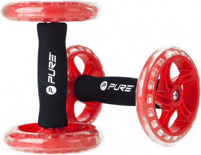 Pure2Improve fitness trainingswiel rood/zwart 2 stuks